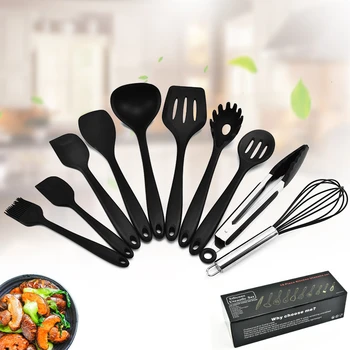 

10Pcs Silicone Kitchen Utensils Non-Stick Silicone Cookware Set Dishwasher Cooking Tool Heat Resistant Kitchen Set Cake Tool