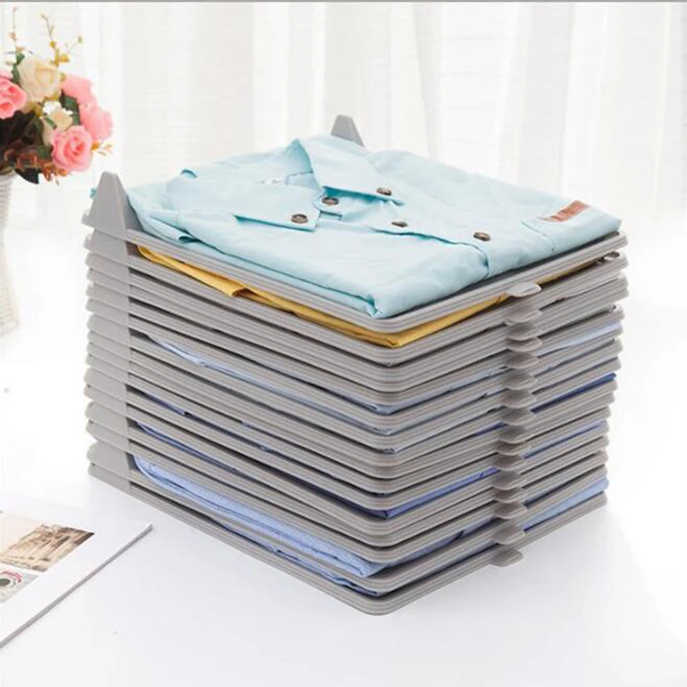 

5PCS Creative Practical Overlapeable Dress Board Wardrobe T-shirts Clothes Organizer Drawer Cabinet Board Cloth Storage Tool