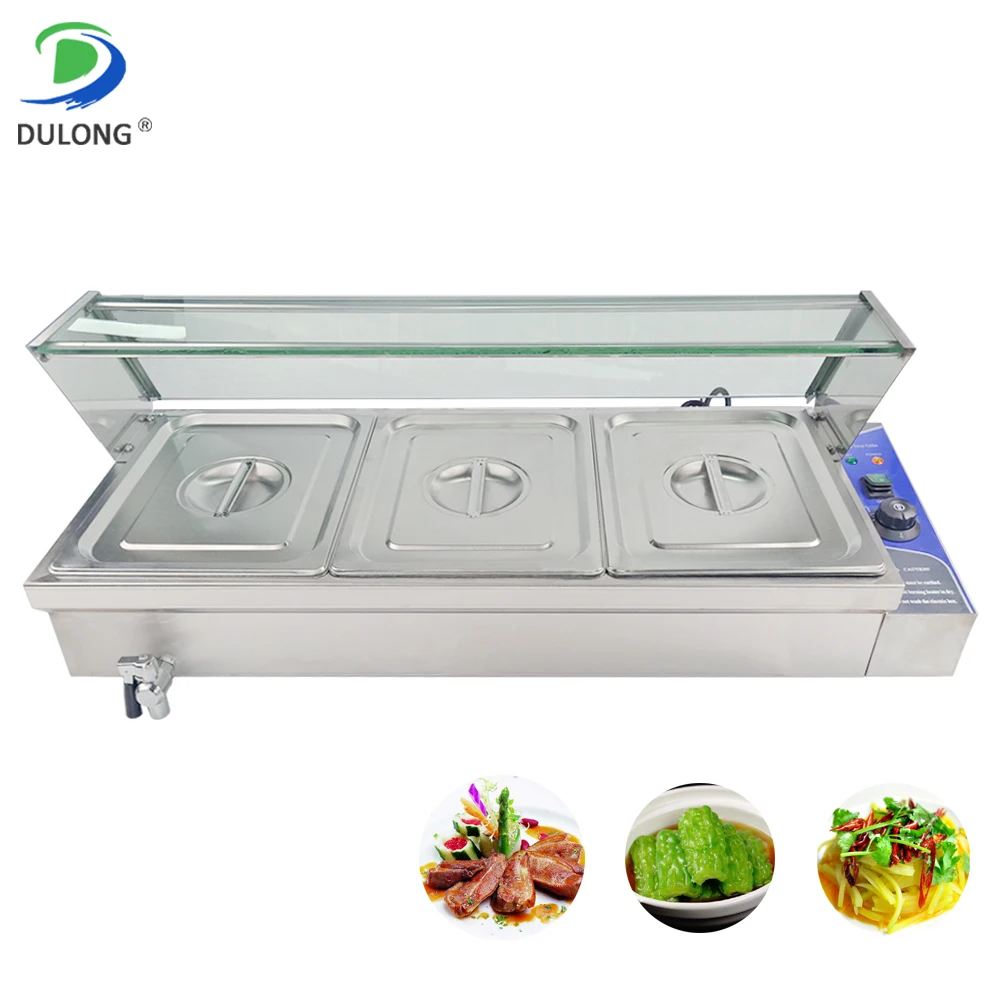 

110V/220V Commercial Food Warmer Machine Big Capacity Bain Marie Counter-top Three Soup Pots For Hot Sale UK EU