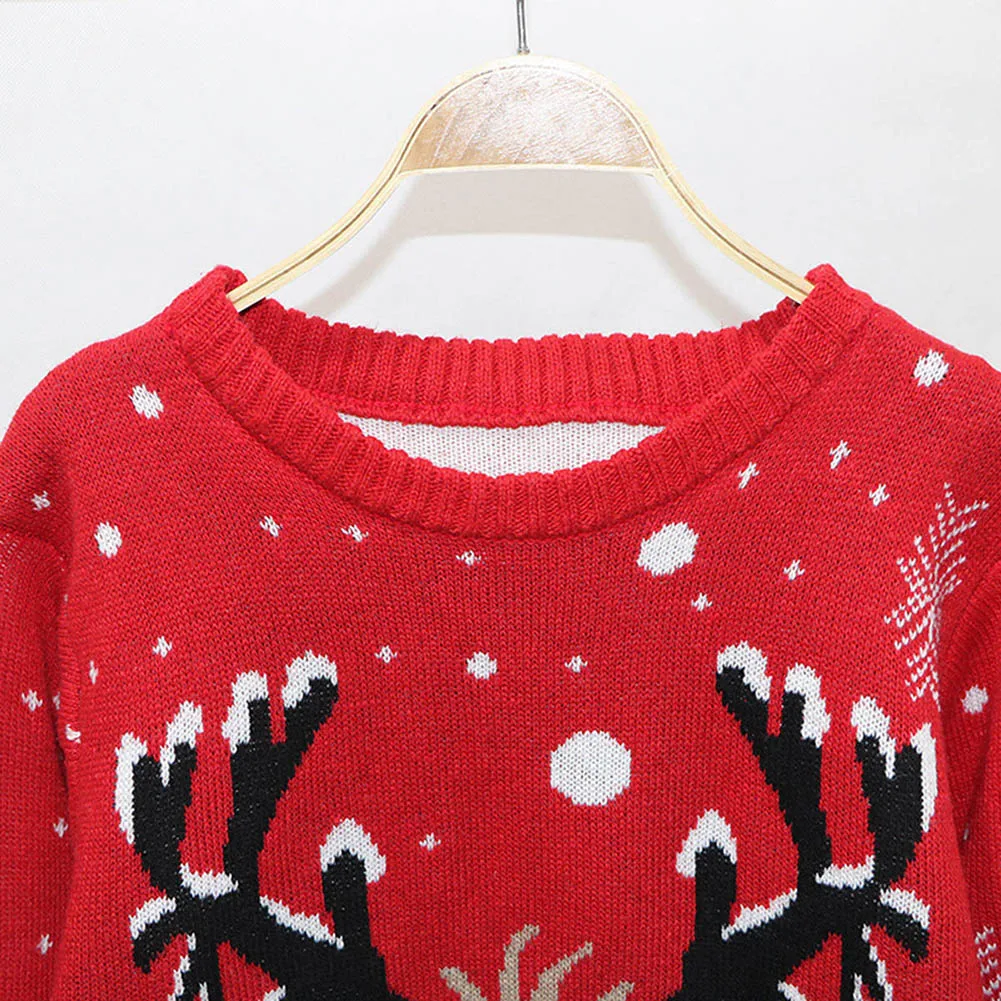 Seluxu Autumn Winter Women Sweater Long Sleeve Round Neck Sweater Christmas Clothes Santa Claus Print Christmas Sweater Pullover
