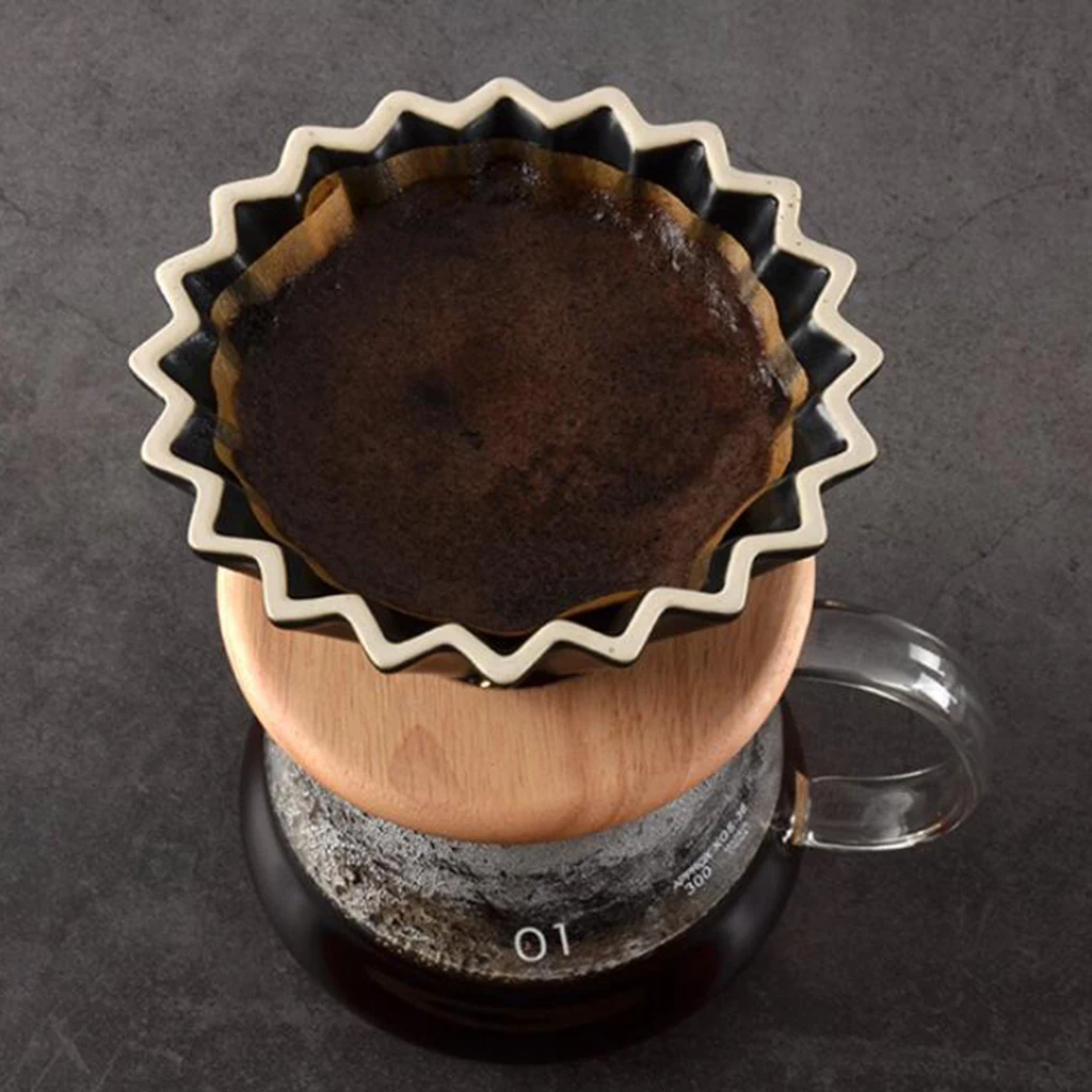 Wooden Filter Stand - Coffee Dripper Bracket - Pour Over Cone Drip Holder - Tea Leaf Filtering- Wood, Brown