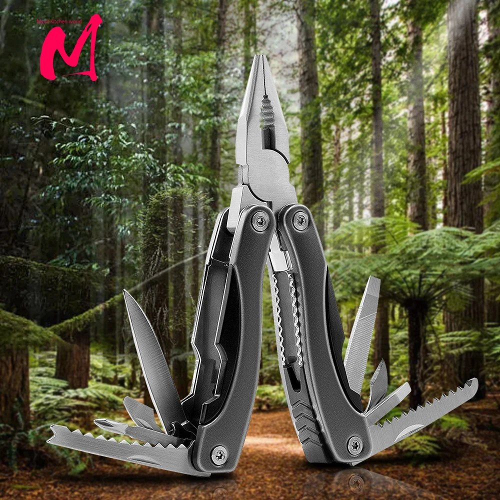 

Multitool Knife 15 in 1 Portable Folding Knife Pocket Camping Survial Outdoor Tool Folding Saw, Wire Cutter, Pliers, Sheath