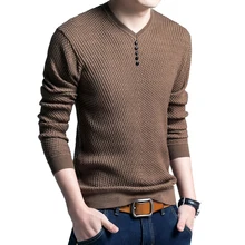 CYSINCOS свитер, Мужской Повседневный пуловер с v-образным вырезом, Мужская Осенняя тонкая рубашка с длинным рукавом, мужские свитера, вязаный кашемировый шерстяной пуловер