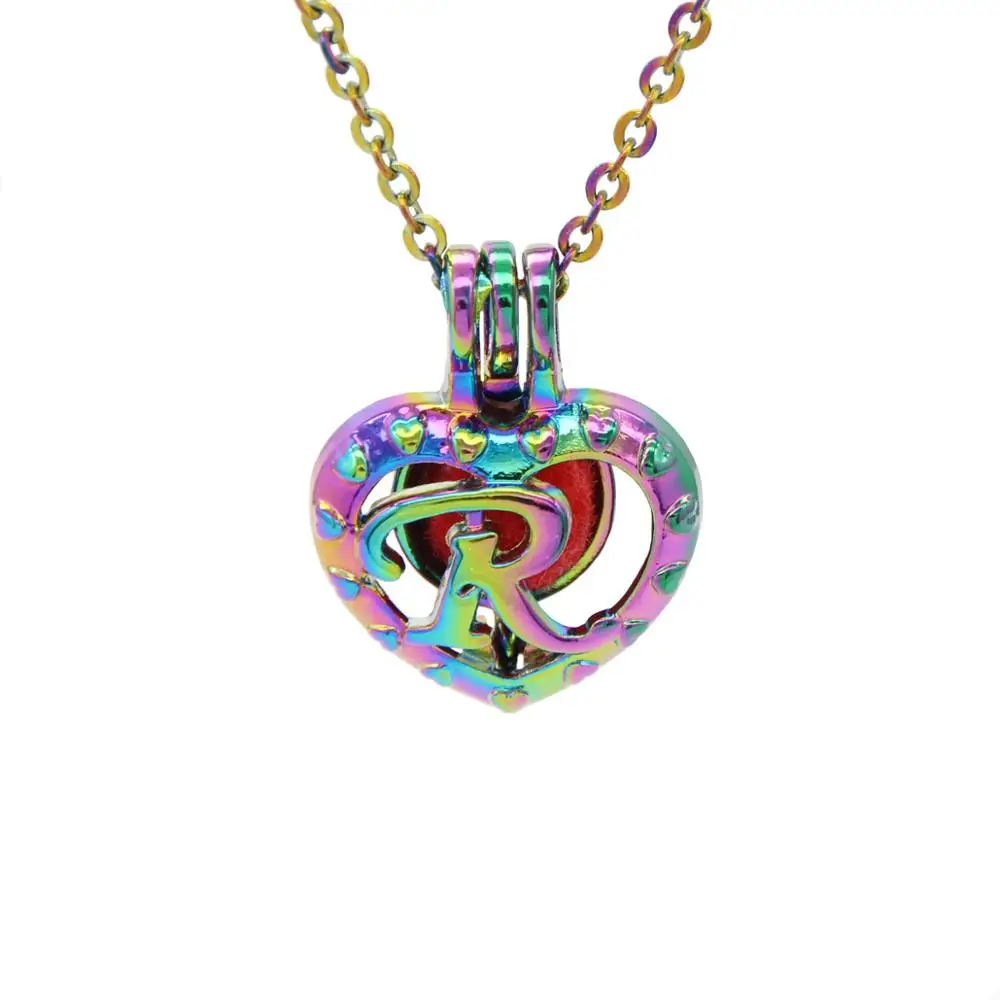 1 шт. в форме сердца Радуга Алфавит 26 Английских Букв R бусины кулон духи эфирное