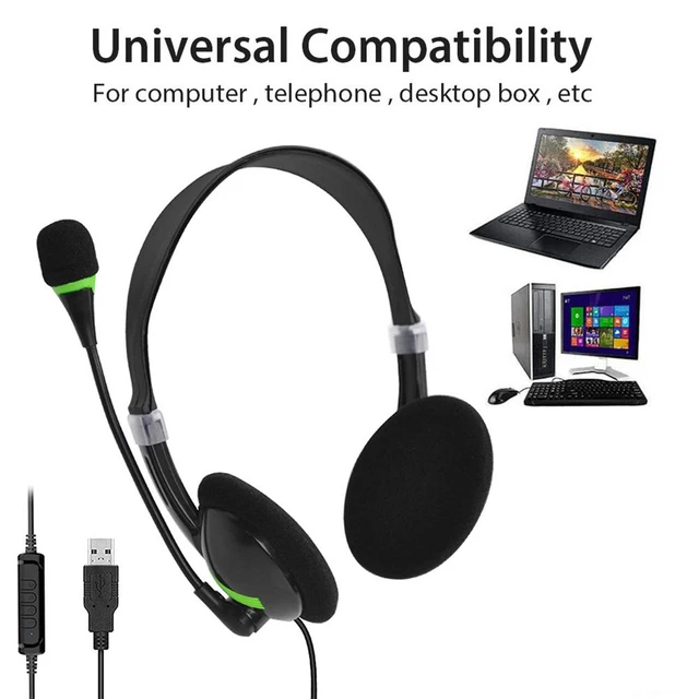 Auriculares con cable y cancelación de ruido de 3,5mm, cascos USB  universales con micrófono para PC/portátil/ordenador - AliExpress