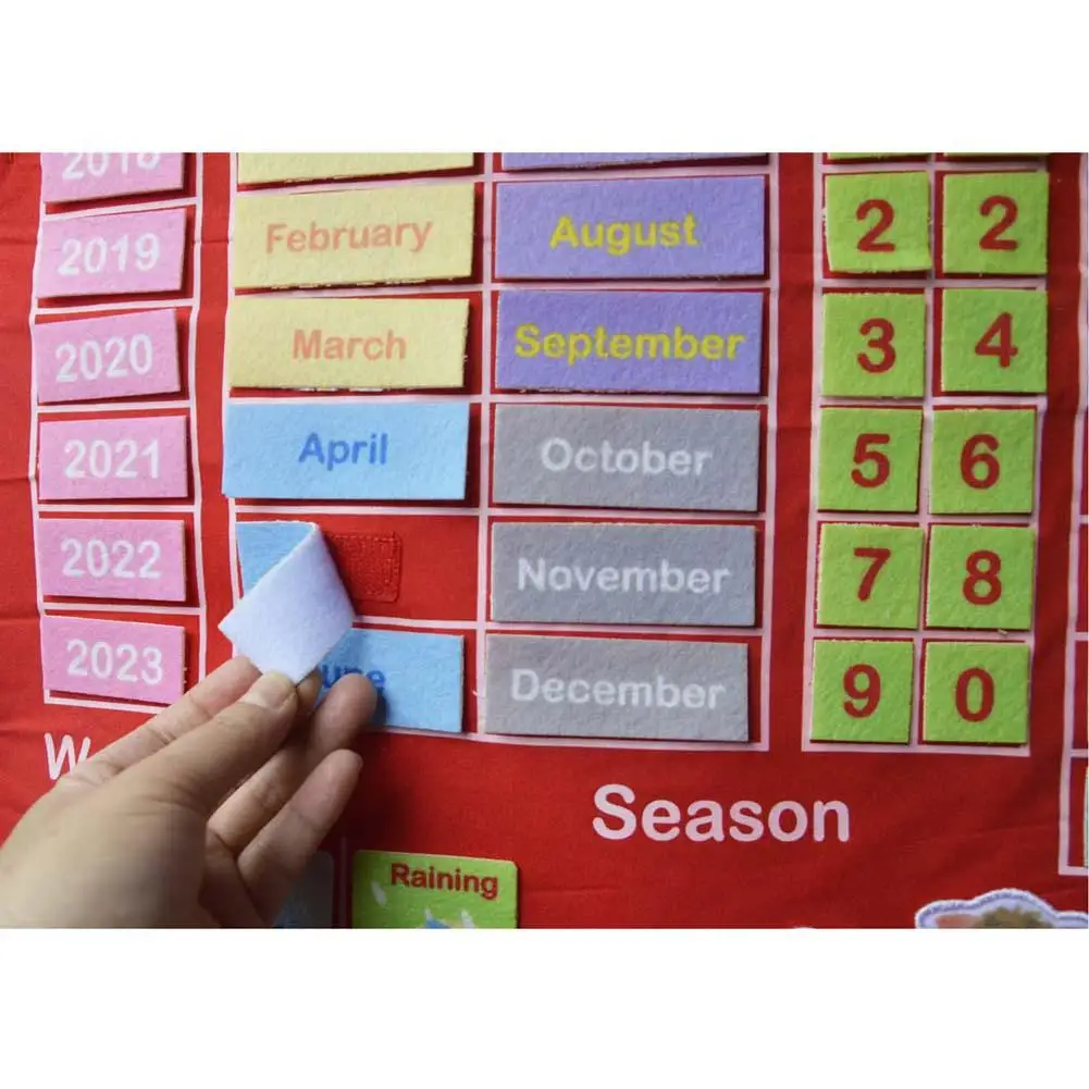  Kindergarten Infant Teaching Educational Toy Cloth Learning English Letter Weather Date Season Teac - 4000263149300