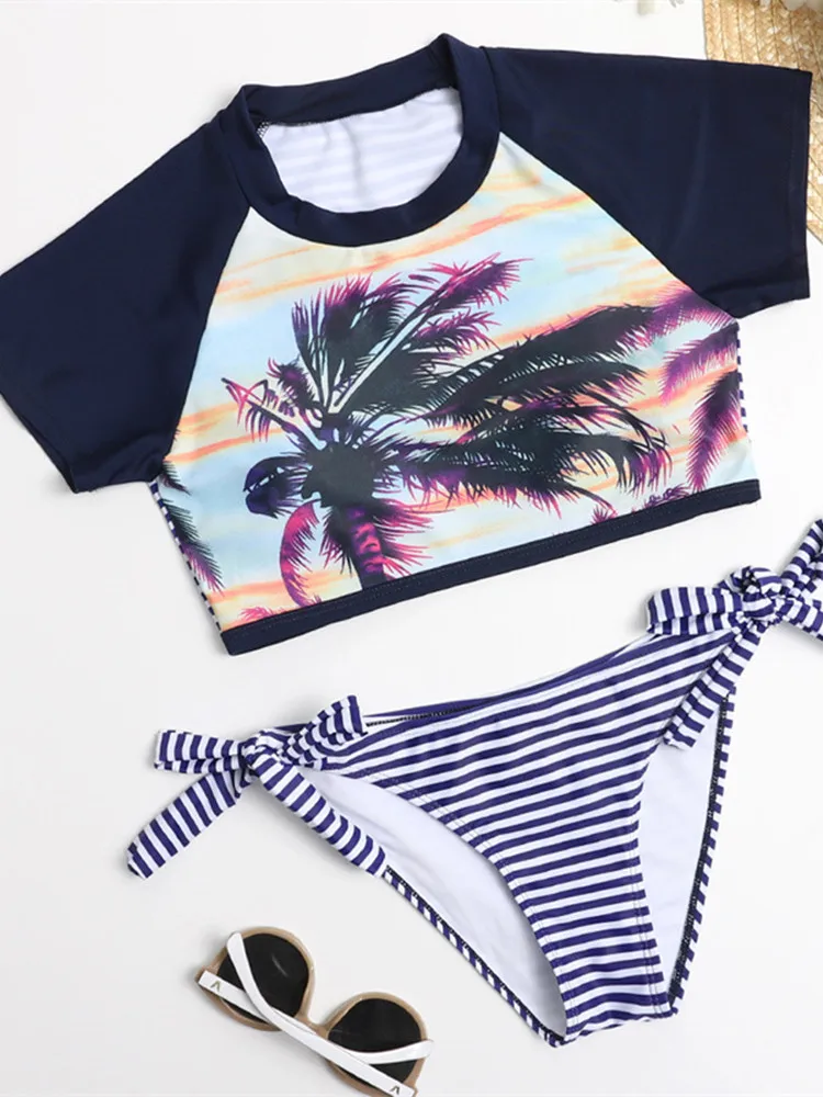 Acquista Costume da bagno da bambina con stampa Rash Guard Tankini Sport Crop Top + pantaloncini da bagno in Italia a partire da 8.89