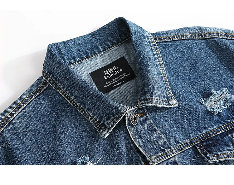 Enjeolon Men Denim Jacket Autumn Fashion Streetwear Bomber Jacket Mens Outwear Jeans Jacket Male Cowboy Coats Clothing 3XL NT804