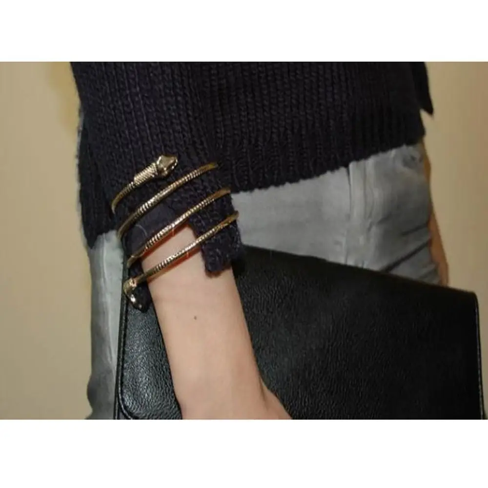 

1pc Women Men Alloy Bracelets Fashion Coiled Snake Spiral Punk Gold Silver Color Upper Arm Cuff Armlet Armband Bracelets Bangles