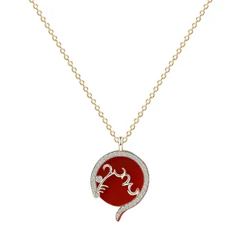

Natal Year Jewelry S925 Sterling Silver Chinese Style Zodiac Mouse Necklace Red Agate Clavicle Chain Wholesale