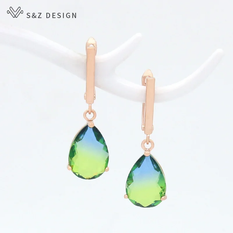 Elegant Imitation Tourmaline Water Drop Dangle Earrings For Women Fashion Wedding Jewelry