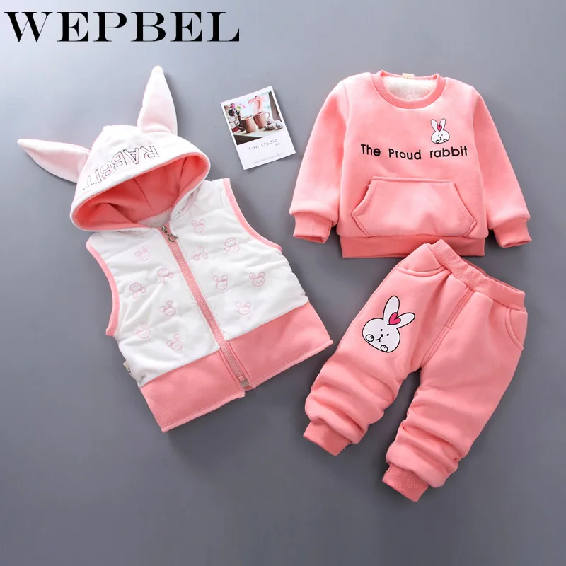 WEPBEL 2 шт./компл. для новорожденных мальчиков и девочек, зимняя теплая одежда с длинными рукавами утепленное пальто с капюшоном, верхняя одежда, куртка+ штаны
