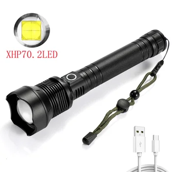 

6000 lumen XHP70.2 most powerful led flashlight 3 Modes usb Zoom Tactical torch 18650 /26650 Rechargeable battery flashlight