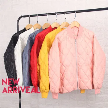 

Autumn Winter Women Baseball collar Down Jacket Light White Duck Down Coat Parkas Female Short Coats Outwears Plus Size AB1697