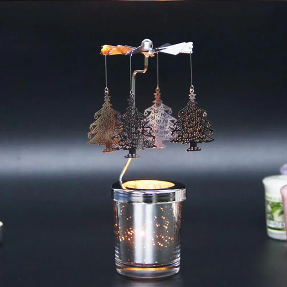Романтический вращающийся Подсвечник подсвечники DIY настольный декор Праздничный Рождественский подарок