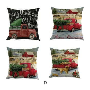 

4PC Christmas Cotton Linen Sofa Car Home Waist Cushion Cover Throw Pillow Case New Year Decor For Home Xmas Pillowcase#4