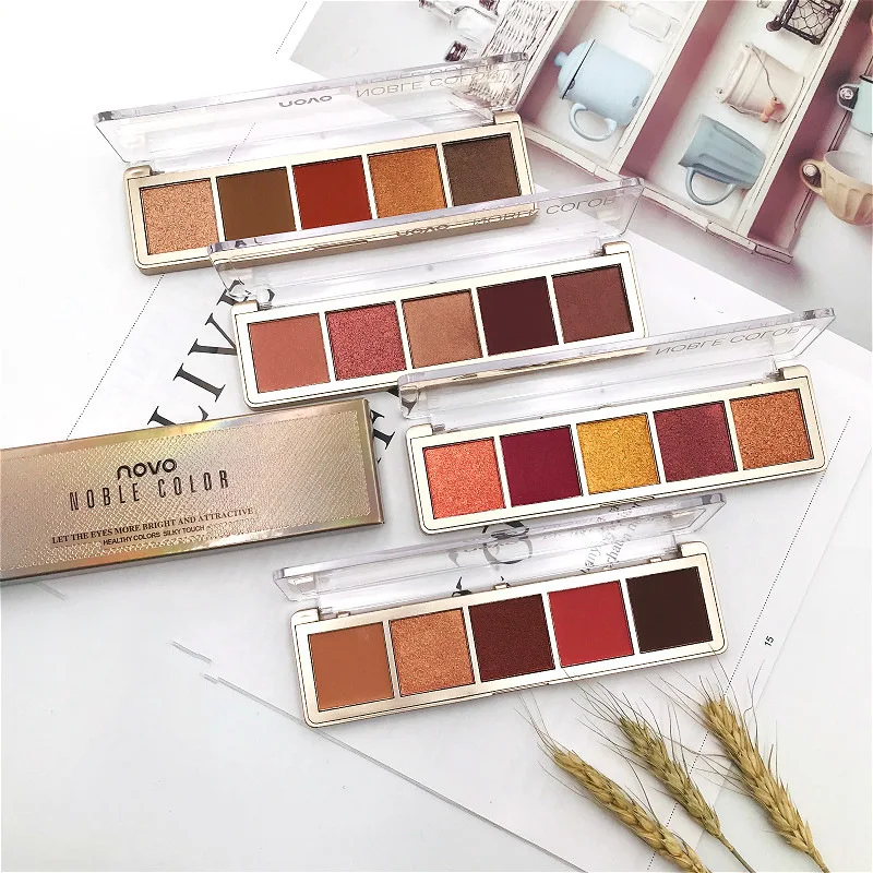 

NOVO Shimmer Matte Eyeshadow Palette 5 Color Long-Lasting Waterproof Long-lasting Eye Shadow Powder Cosmetic Professional