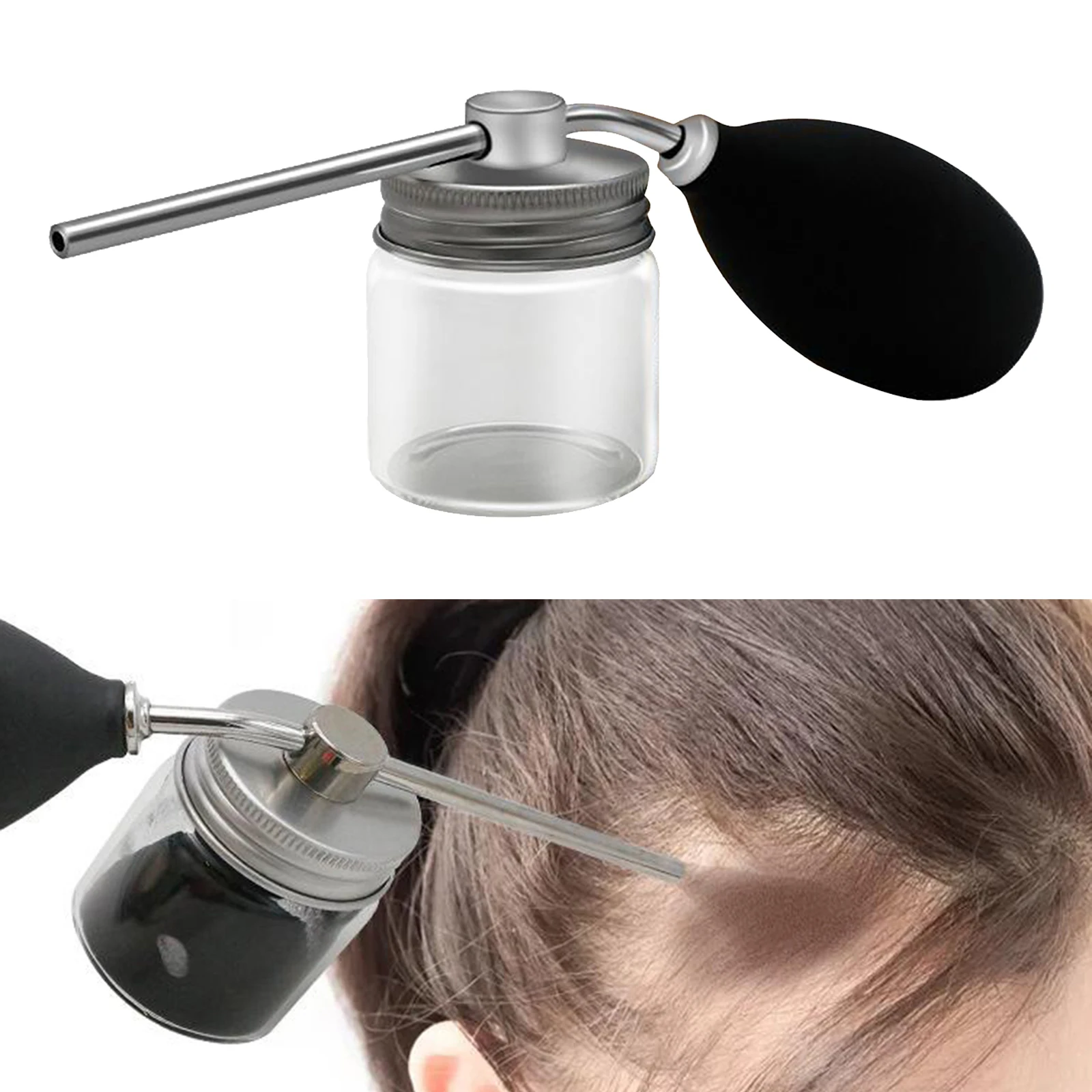 Powder Spray Bottle, Refillable Hair Fiber Applicator Talc Powder Blower Puffer for Hair Salon or Home Use