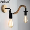 Vintage Hemp Rope Wall Lamp Wood Wall Lamp E27 110V 220V Indoor Loft Outdoor corridor Wall Lights Industrial Sconce Bedside Lamp ► Photo 1/6