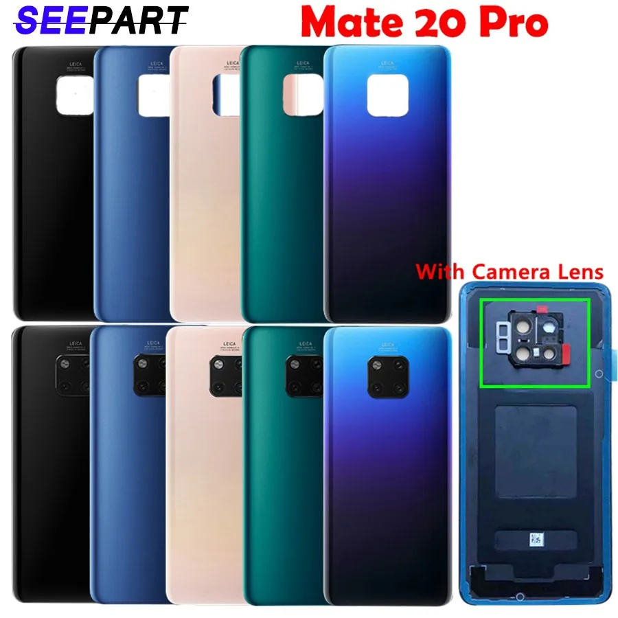 Крышка батарейного отсека для Huawei Mate 20 Pro Задняя стеклянная панель задний корпус