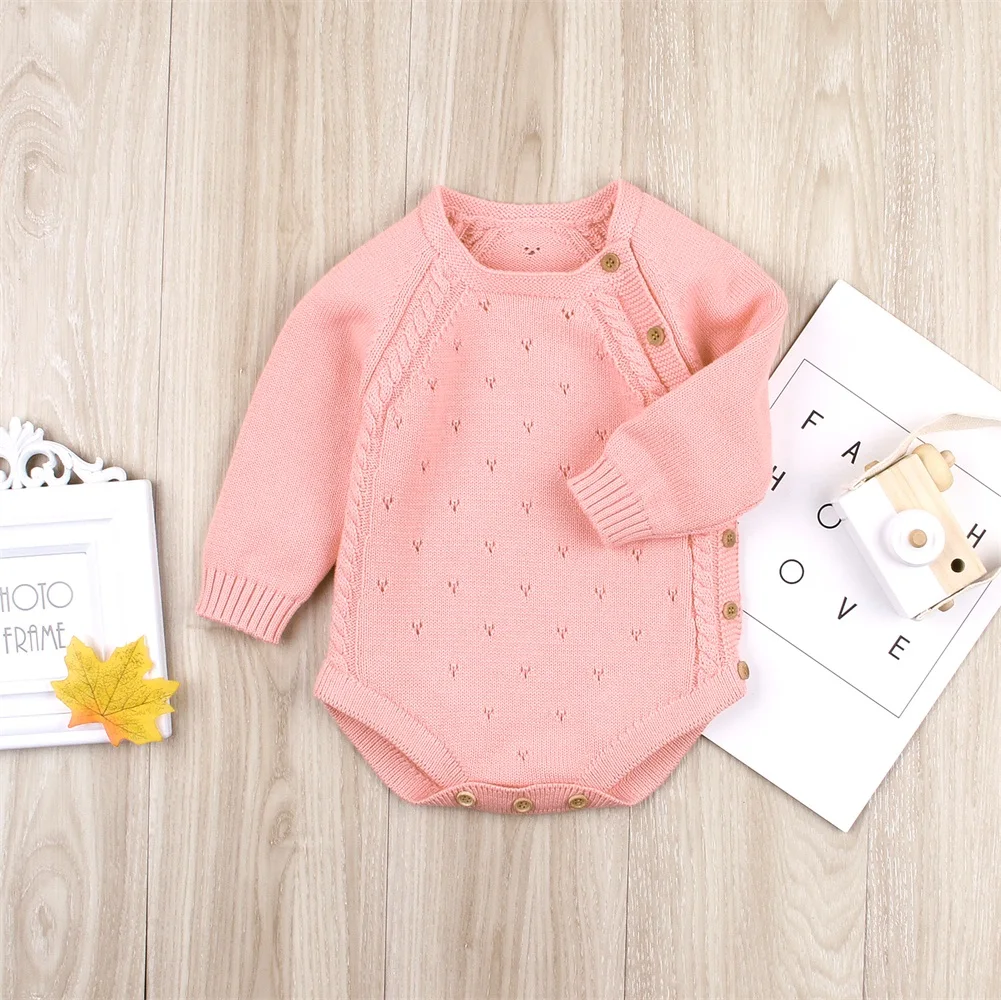 Комплект осенне-зимней одежды для новорожденных девочек и мальчиков; Вязаный комбинезон; комбинезон