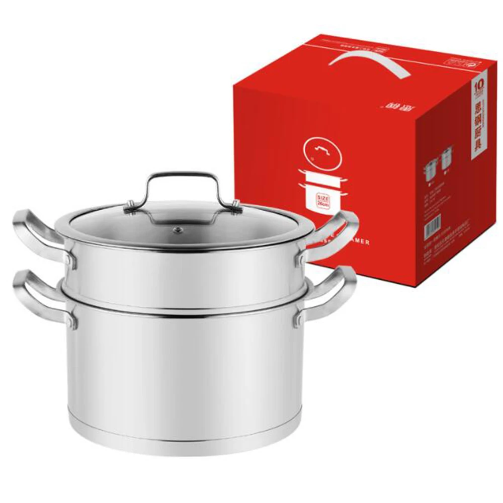 

Stainless Steel Two layer Thick Steamer Pot Soup Steam Pot Universal Cooking Pots For Induction Cooker Gas Stove Steam Pot