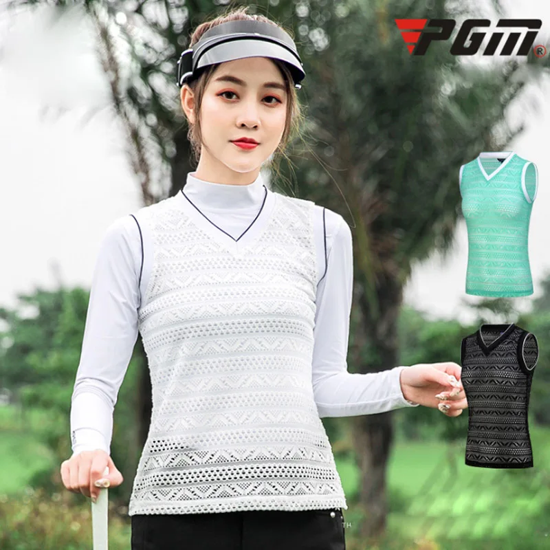PGM летняя новая женская кружевная жилетка для гольфа женский кружевной жилет спортивная верхняя одежда без рукавов черный зеленый легкий дышащий жилет