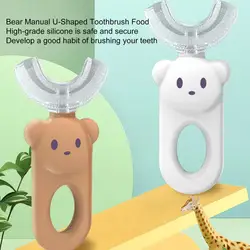 Baby Toothbrush Cartoon Shape Labor-saving Silicone Detachable U-type Children Toothbrush for Home