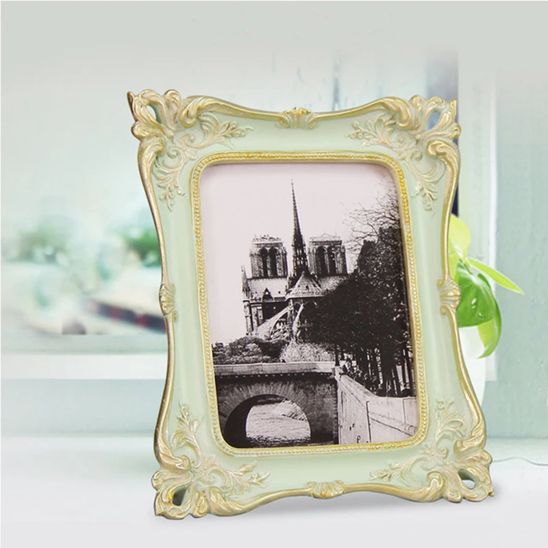 Ретро изделия из смолы, фоторамка, овальная фоторамка, держатель для фотографий, настольные украшения, свадебная фотография, домашний декор, подарок для друга - Цвет: 2