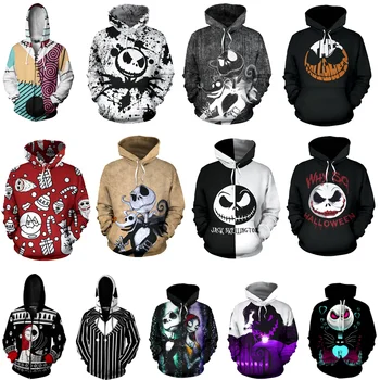 

The Nightmare Before Christmas Hoodie 3D Print Sweatshirts Hoodies Cosplay Sally Jack Skellington Santa Zipper Jacket Coat