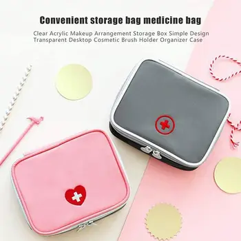 

1 pcs Portable Love First Aid Kit Small Medicine Bag Small Home Medical Kit Suitable for Outdoor Emergency Medical Bag Gray/Pink