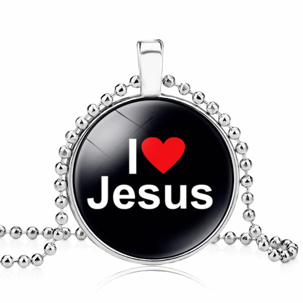 Jesus Fish Logo Necklace I Love Christian Glass Cabochon Pendant Jewelry Collections | Украшения и аксессуары