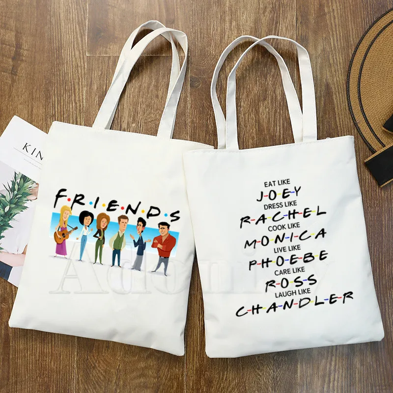 

FRIEND Letter Print Female Handbags HotSelling Fashion Handbag Canvas Bag Tote Ladies Casual Shoulder Bag Reusable Shopping Bags