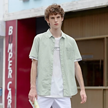 

Short sleeve shirt men 2020 new summer fun printed casual man shirt comfortable cotton inside