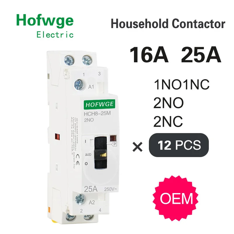 

HCH8-25M Американская классификация проводов 2р 25A 220V din-рейку бытовой AC Контактор В соответствии с стандартом с ручным Управление переключатель 2NO 1NO1NC или 2NC