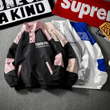 

Jacket Men Patchwork Novelty Plus Size Hip Hop Casual Loose Mens Jackets and Coats Harajuku Clothes Windproof Warm Streetwear