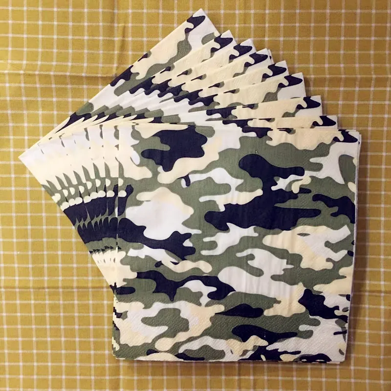 

20pcs/lot Camouflage Pattern Napkins Baby Shower Party Supplies Camouflage Theme Tissues Camouflage Theme Party Decor Supplies