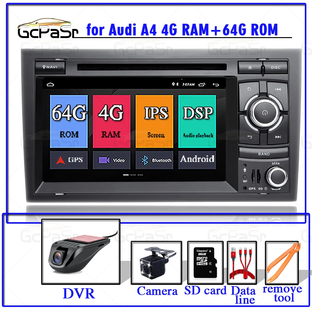 Автомобильный мультимедийный плеер IPS DSP 4 Гб 64 ГБ 1 Din Android 9 для Audi A4 B8 S4 B6 B7 RS4 8E 8H B9