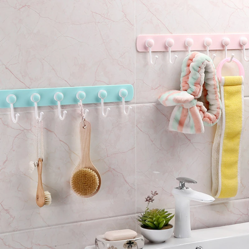 

Multifunction Kitchen Storage Hook Holder 6 Hooks Wall Door Holder Hanger Rack For Spoon Scoop Bathroom Kitchen Organizer