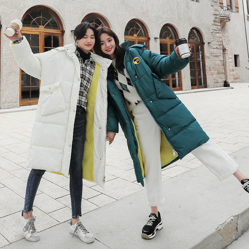 

2019 New Style Loose Thick South Korea huo mao down Jacket Cotton-padded Clothes Women's Mid-length Large Size Fashion Photo Sho