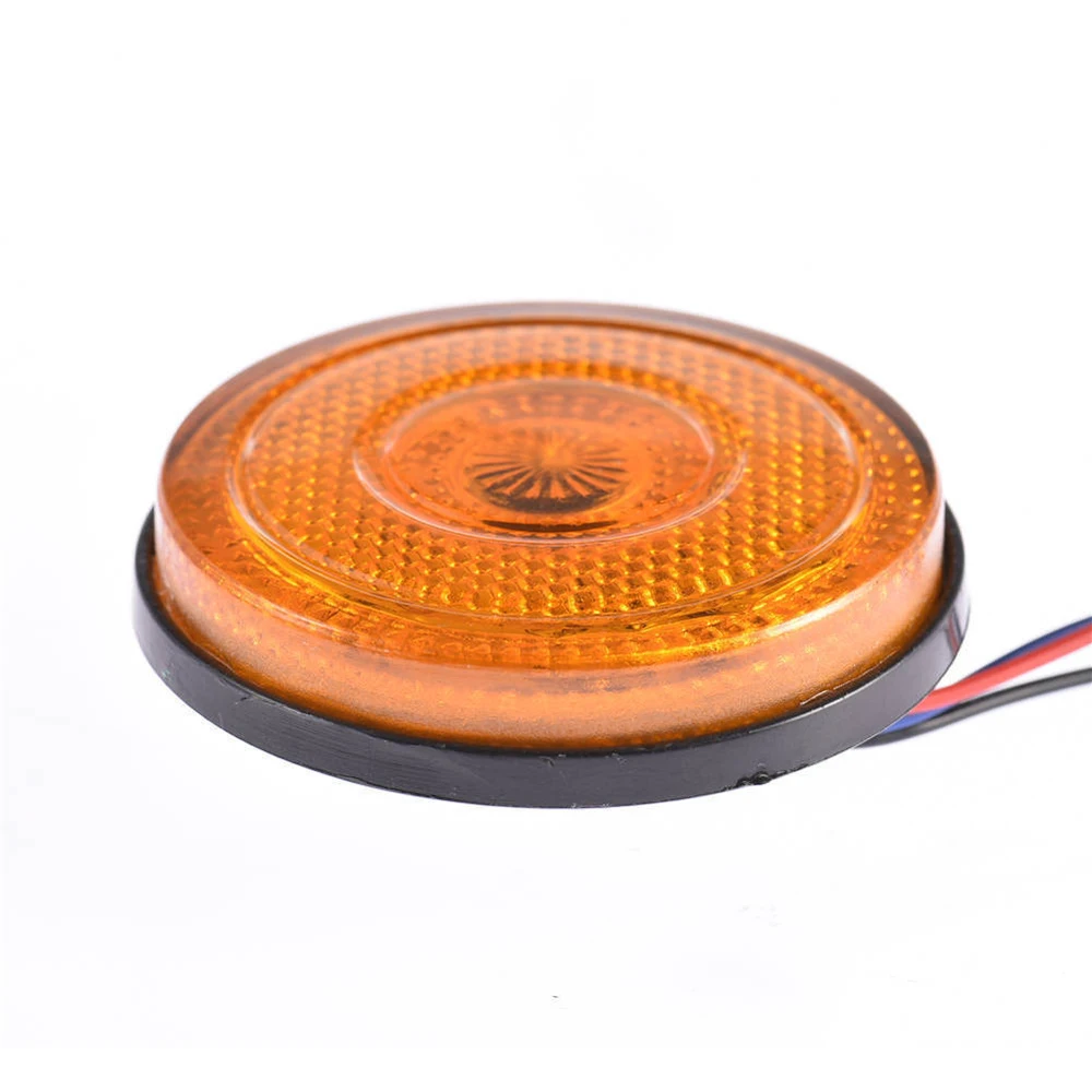 2Pcs 24LED Round Side marker Turn Signal Brake Flash Warning Light Smoke Lens