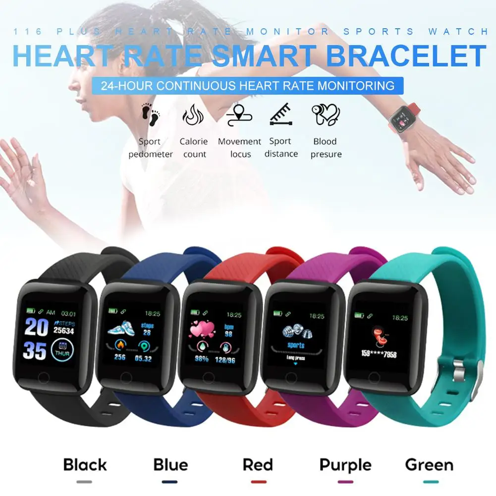 

116 Plus Smart Watch Wristband Exercise Fitness Blood Pressure Heart Rate Call Information Reminder, Smart Watch For IOS Android