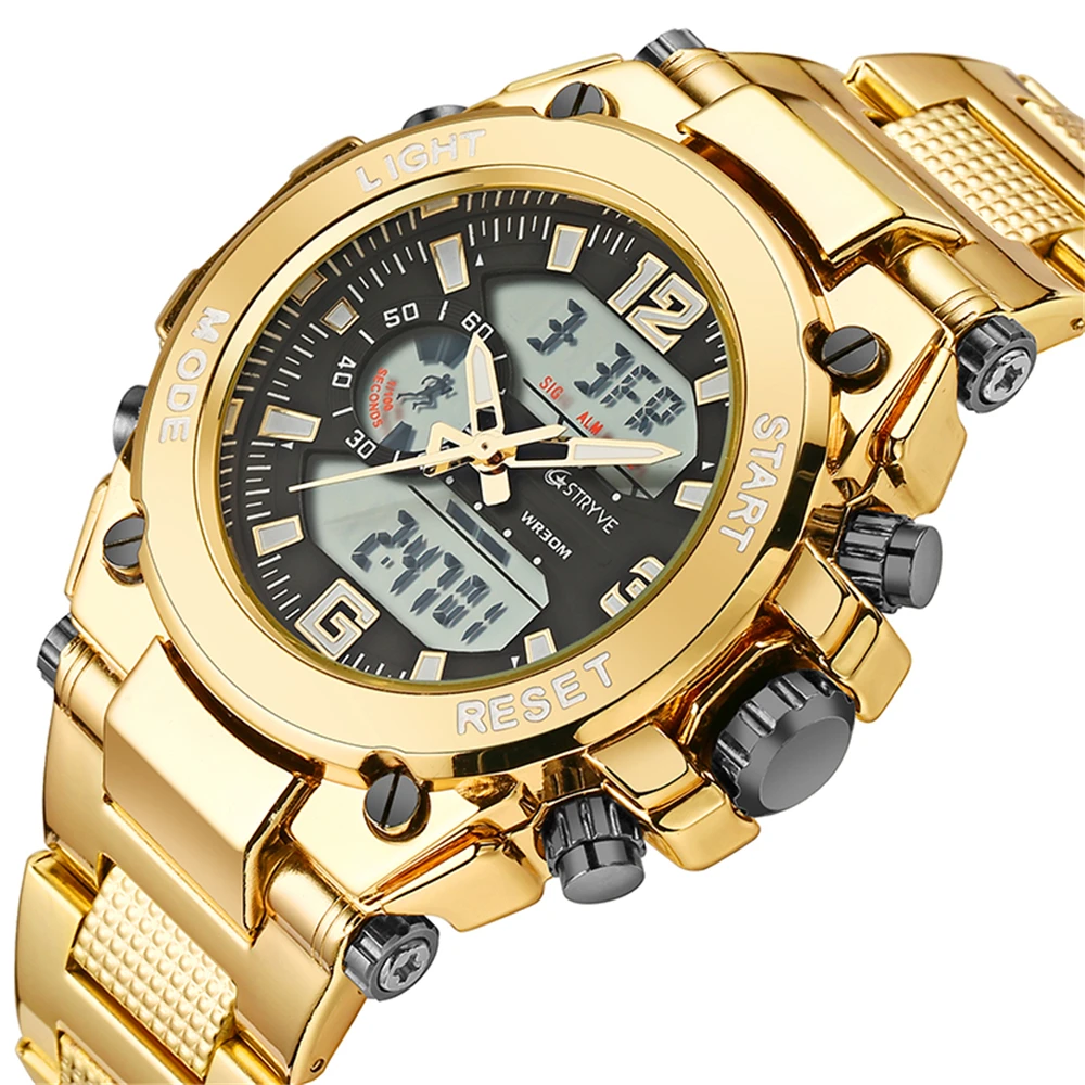 

Stryve Watches Men Sport Watch Man Big Clock Military Watch Luxury Army Relogio Masculino Alarm LED Digital Watch Waterproof