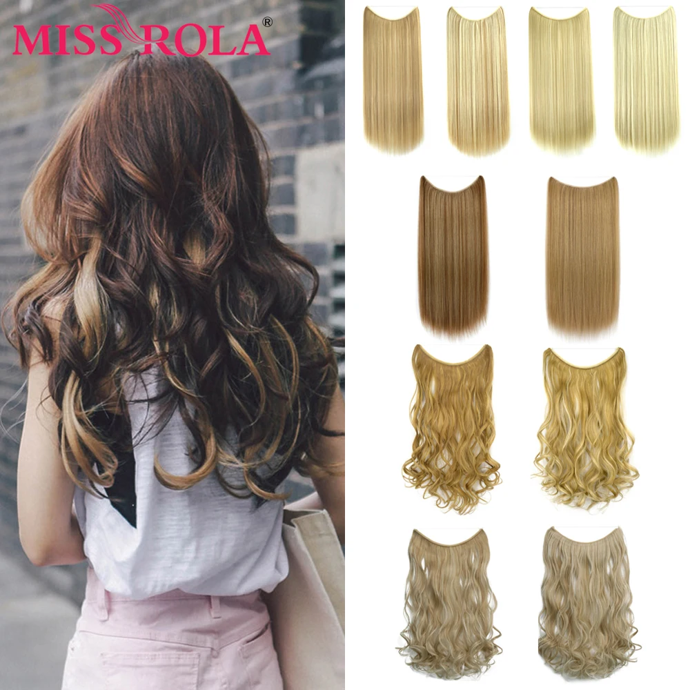 

MISSROLA 24inch Long Straight 100g Invisible Wire OnePiece Pony Tail Hairpieces High Temperature Fiber Synthetic Hair Extension