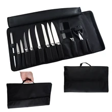 Нож xyj рулонная сумка для кухни, чехол для повара, сумка для кухни, портативная прочная сумка для хранения, 12 карманов, черный цвет, инструмент