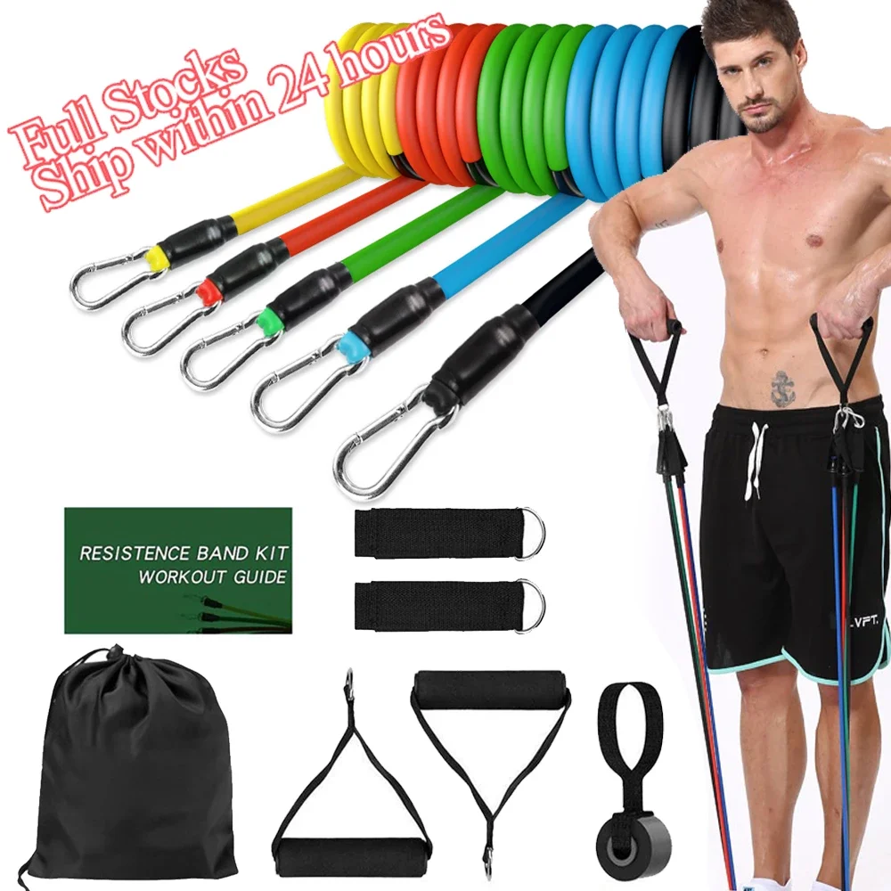 Resistance Bands Muscles Exercise Crossfit Fitness Sports Yoga Training Tube Set 