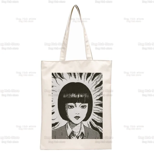 Japan Manga Junji Ito Tomie Shintaro Kago Graphic Hipster Cartoon Print Shopping Bags Girls Fashion Casual Pacakge Hand Bag N2257G