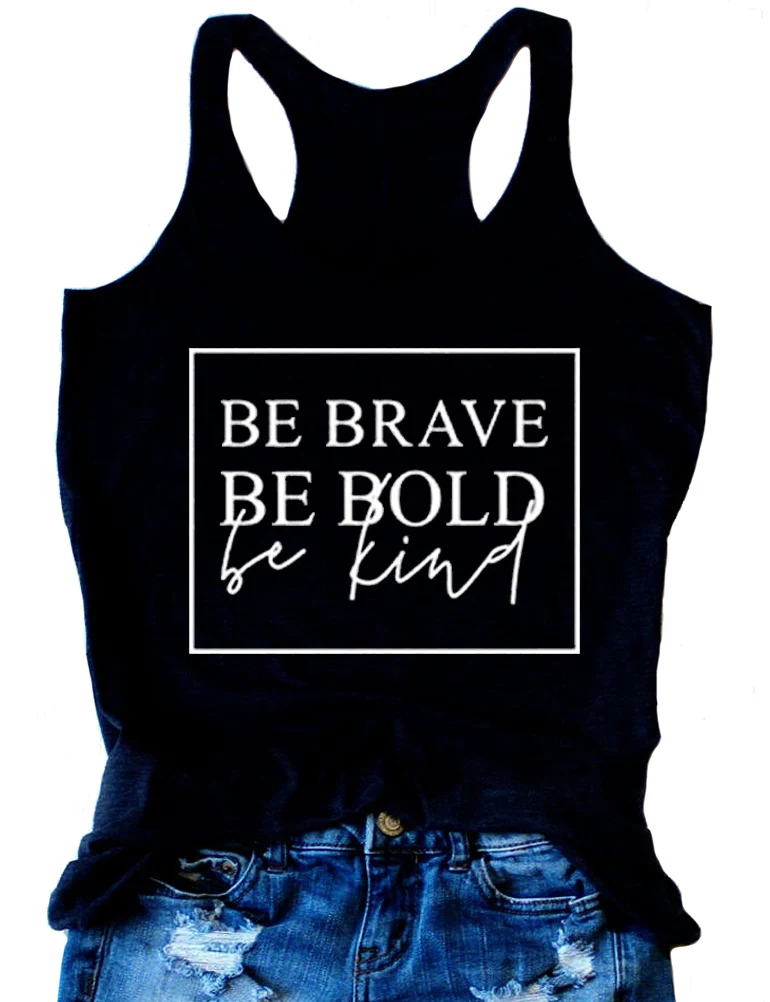 Женская майка с надписью Noffish Be Brave Bold Kind | одежда