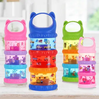 

Color Printed Milk Powder Box Cute Independent Portable Three-layer Grid Printing Milk Powder Case Baby Supplies