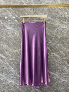 

2020 Spring New Women's Wild Concise Net Color Hem Slit Skirt 0505